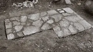 Foundations with wild stone for the barbecue