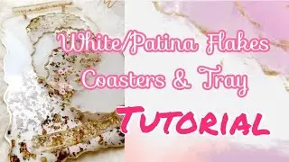 Patina Flakes Coasters and Tray Set. #patinaflakes #pearlwhite #coasterset