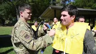 Sumpter Smith aircrew perform water survival training at Oak Mountain State Park