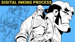Digital Inking Process: How I Digitally Ink / Mike Wieringo Pencils HELLBOY