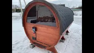 Баня бочка со стеклом