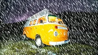 Winter Van Camping - Camping In Heavy Rain And Snow