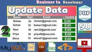 Edit database data using PHP and MYSQL | Update operation | P - 2 | Tutorials -58