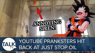 Goku REACTS to Just Stop Oil Banquet Disrupted By Alarms Hidden In Balloons
