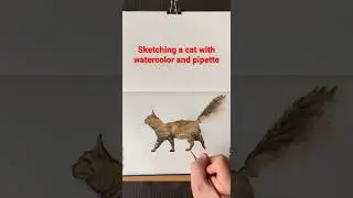 How to quickly paint a cat with watercolor