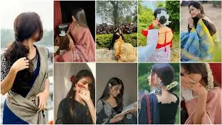 🦋🌸stylish hidden face girls poses in saree💞🌈dps 🌼collection 🤩🤩girls dpz 🥰selfie 🌹✨saree poses 💞🌈 137