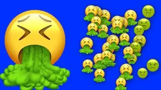 Vomit Emoji Floating Across Screen, 2 Speeds