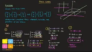 Skew Lines | Intersection of 2 Lines in 3D Space | Vector Equation of a Line | Method and Example