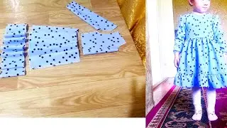 3 ёш кизчалар учун  чиройли кўйлача бичилиши
