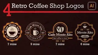 Retro Coffee Shop Logo Designs in Adobe Illustrator
