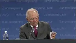 Treffen von EU-Finanzministern in Brüssel - Pressekonferenz Bundesfinanzminister Wolfgang Schäuble 1