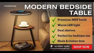 Upgrade Your Bedroom with Woodensure's Modern LED Bedside Table | Handcrafted Solid Wood Nightstand