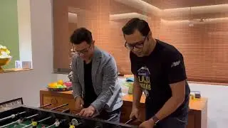 Amir khan playing football with Harbhajan Singh , Suresh Raina & Aakash Chopra