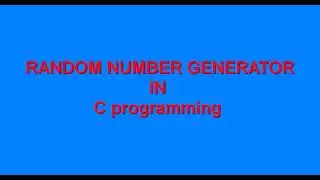 Random number generator in c programming