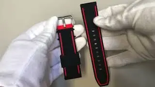Black & Red Double Side Rubber Silicone Replacement Watch Band Strap Belt #4064