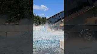 Semi-dump dumping a load of broken glass.  Audio ASMR