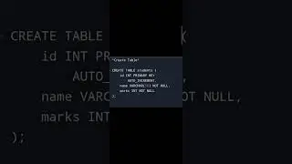 Sql Query: Create Table