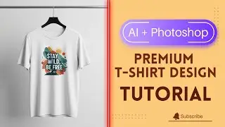 AI + Photoshop T-Shirt Design Tutorial | Step-by-Step Mockup Guide for Beginners.