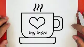 HOW TO DRAW A CUTE HOT COFFEE FOR MY MOM, STEP BY STEP, DRAW Cute things