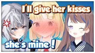 Zeta and Anya Fighting to Kiss Ame in Ame's Aquarium