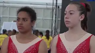 Entrenamiento del equipo peruano de gimnasia artística en los Juegos Bolivarianos 2017