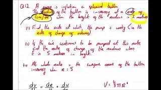 Relatated Rate of Change Sample Questions
