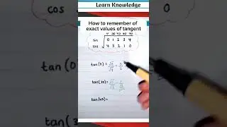 How to remember exact value of tangent | Trick to remember | 