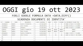 Fogli Google la formula =data.diff