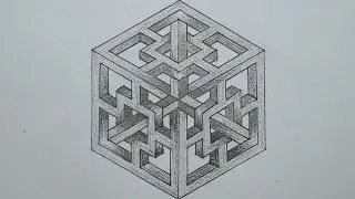 How to draw Optical Illusion Cube | How to draw the Impossible Cube Pattern | How to & geometry