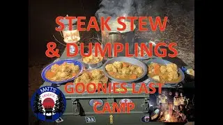 STEAK STEW with Dumplings Cooked over an open Fire! On a Frozen River Bank, Leaving camp for Nige