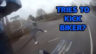 Tries to Kick Biker? UK Bikers vs Crazy, Angry People and Bad Drivers 