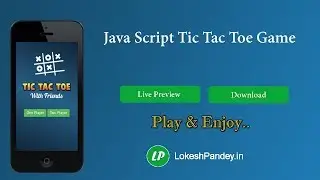 Tic Tac Toe game preview, single player and two player, free download source code javascript App