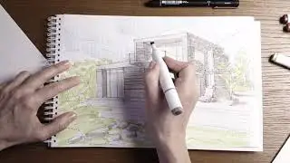 Скетчинг | Рисуем загородный дом