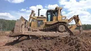 *Sound of Diesel Power* Cat D9R pushing dirt part 2