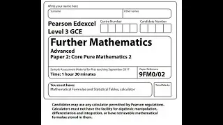 Core Pure paper 2 Sample Pearson Edexcel A level Further maths