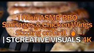 1 Hour ASMR BBQ – Sausages & Chicken Wings Sizzling on Grill 🌭🔥