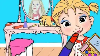 Diana does make up for girls /Anya draw makeup for kids/Cartoon for kids / Zyriki TV