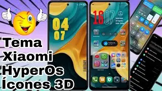 Linda Combinação Tema Xiaomi Ícones 3D e Central de Controle HyperOs @CiclopeTech