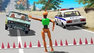 ШИПЫ СМЕРТИ! ДПС ПЕРЕКРЫЛИ ВЪЕЗД В ГОРОД ШИПАМИ | BeamNG.drive