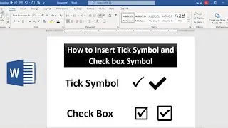 How to Insert Tick and checkbox symbol quickly in MS word | Shortcut Key to insert tick and checkbox