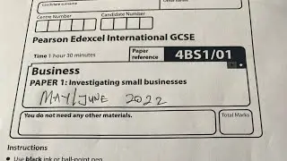 Business IGCSE Past Paper (4BS1/01: May/June 2022 Q5)