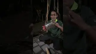 Make fire manually using bamboo and stones