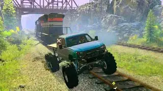 Snowrunner Pulling A Train With A Chevy Silverado PC Public Test Server Mission