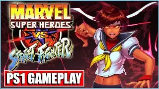 Marvel Super Heroes vs. Street Fighter - PS1 Gameplay - Dark Sakura and Mech-Zangief - Arcade Mode