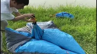 Палатка на 3 - 4 человека. Складная палатка для отдыха. Как правильно собрать палатку.