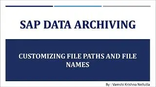 SAP DATA ARCHIVING  - PART 4 - CUSTOMIZING FILE PATHS AND FILE NAMES