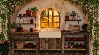 Sunny Kitchen Ambience ☀️ Gentle Birdsong, Cooking Sounds, Washing Up, Bubbling, Crackling