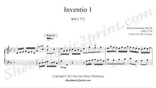 Bach : Invention 1, BWV 772 -- Urtext sheet music