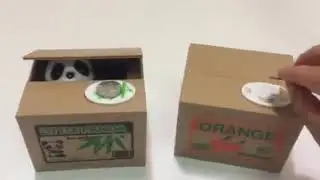 Money bank Panda Coin Box Kids Money Bank Automated Cat Thief