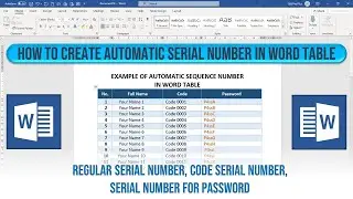 EASY HOW TO CREATE AUTOMATIC SERIAL NUMBER IN WORD TABLE